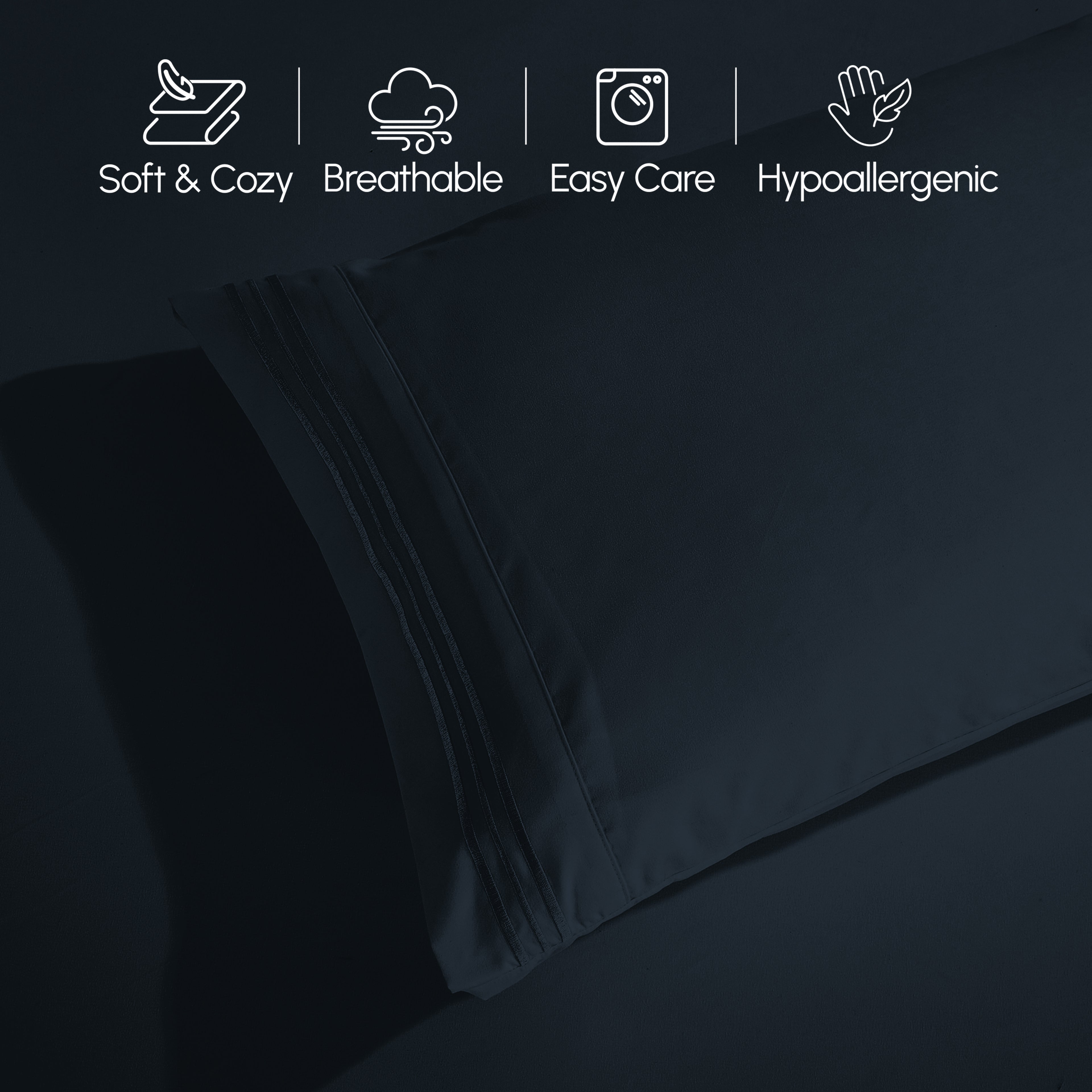 Essential 6-Piece 3-Line Embroidery Sheet Set, Soft as a Hotel Premium Quality,  Moody Shades