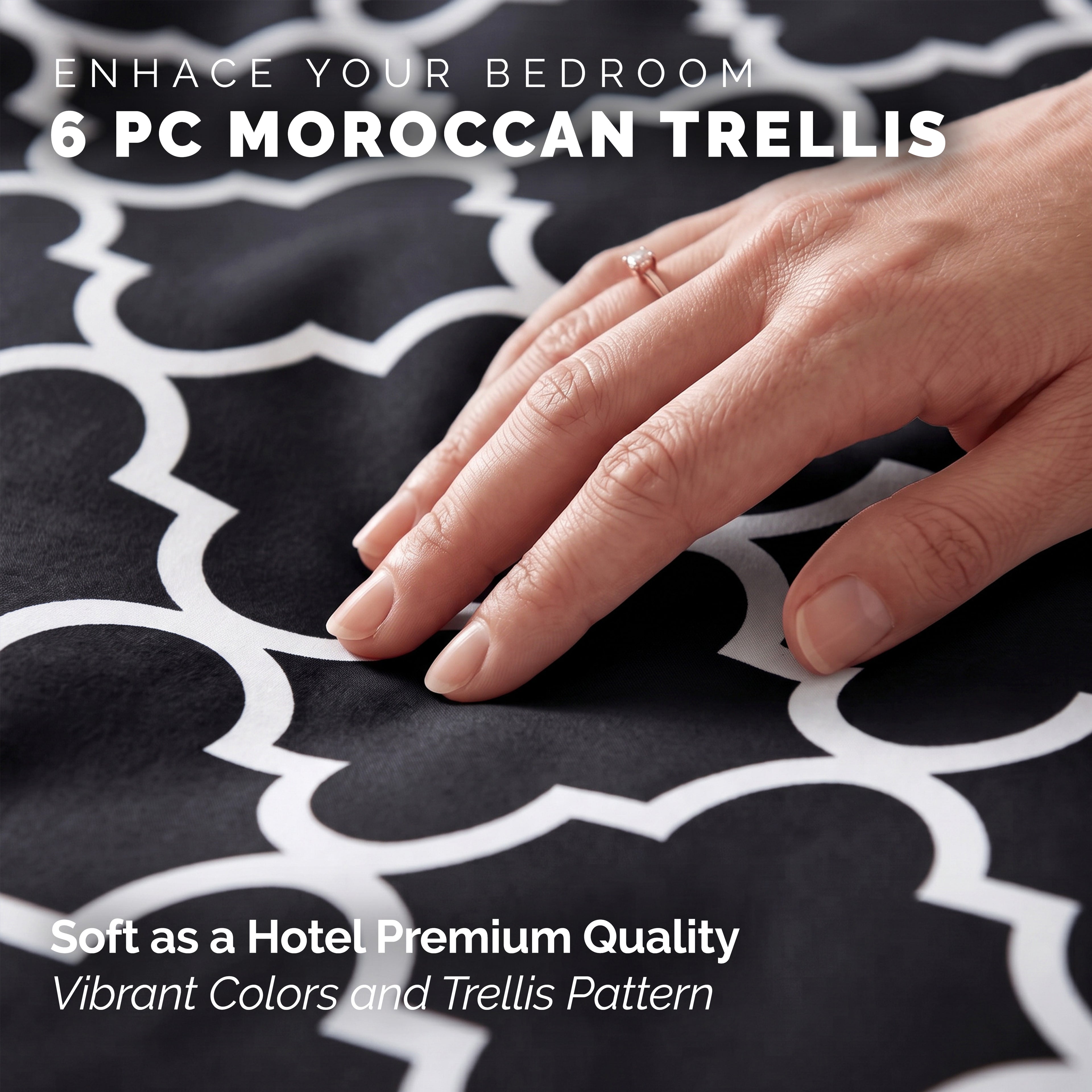 6-Piece Moroccan Trellis Printed Pattern - Soft as a Hotel Premium Quality