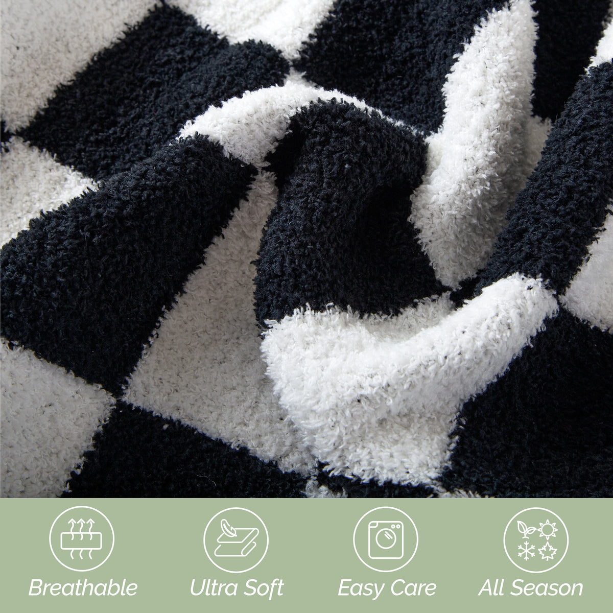 50" x 70"  Ultra Soft Checkered Knitted Throw Blanket