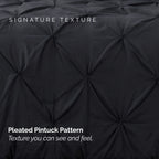 Pinch Pleated Pintuck Pattern, 3-Piece Duvet Cover Set - Features Corner Ties