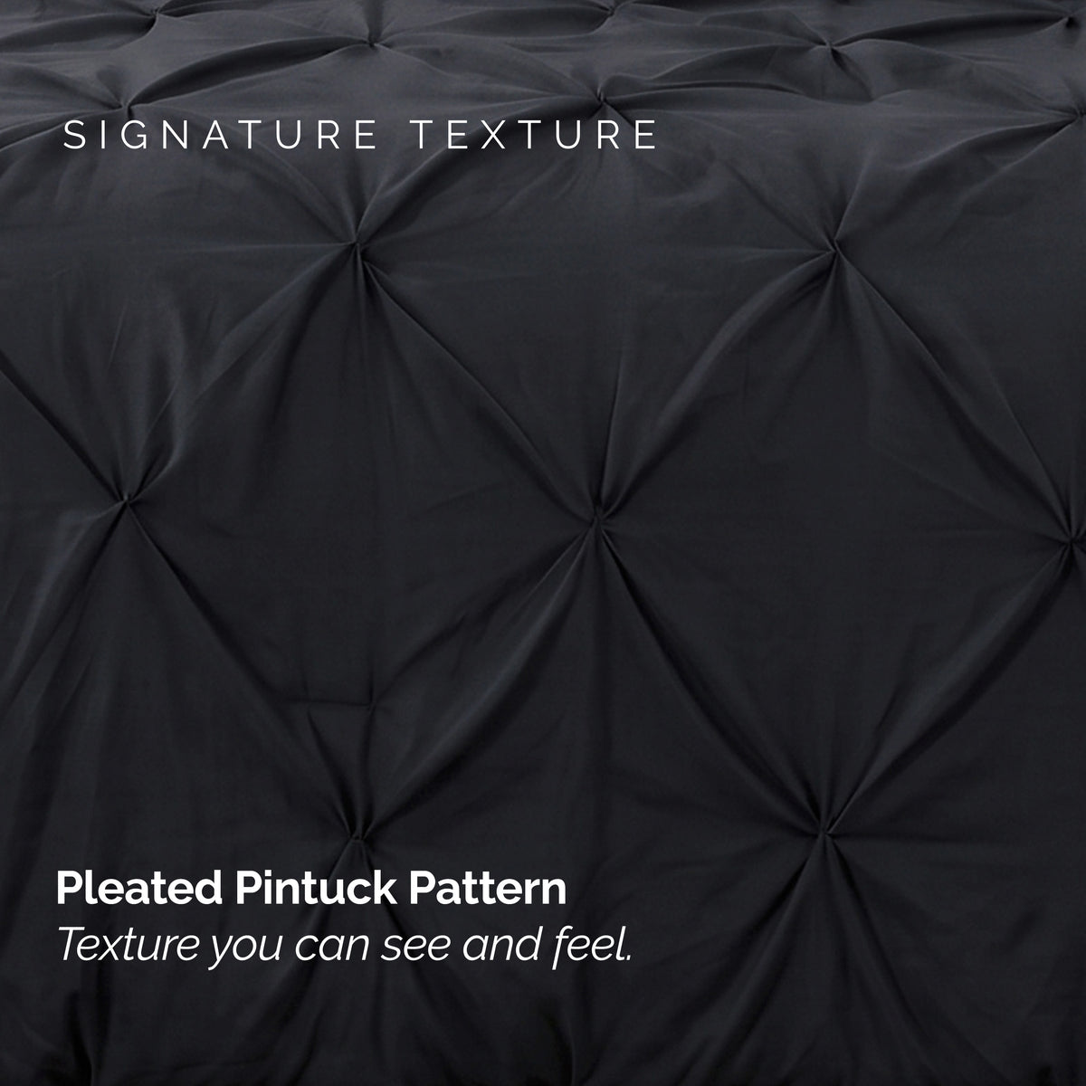 Pinch Pleated Pintuck Pattern, 3-Piece Duvet Cover Set - Features Corner Ties