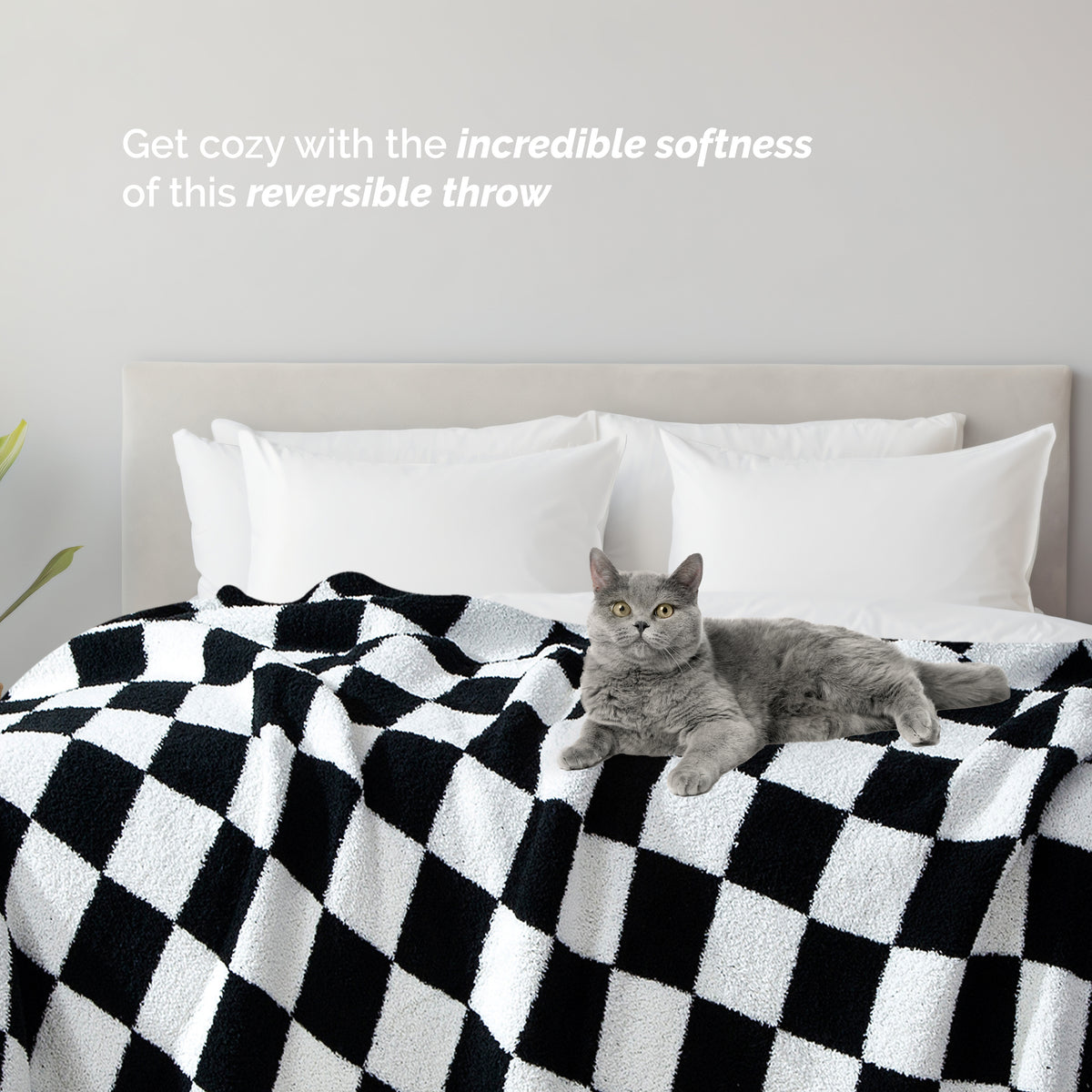 50" x 70"  Ultra Soft Checkered Knitted Throw Blanket