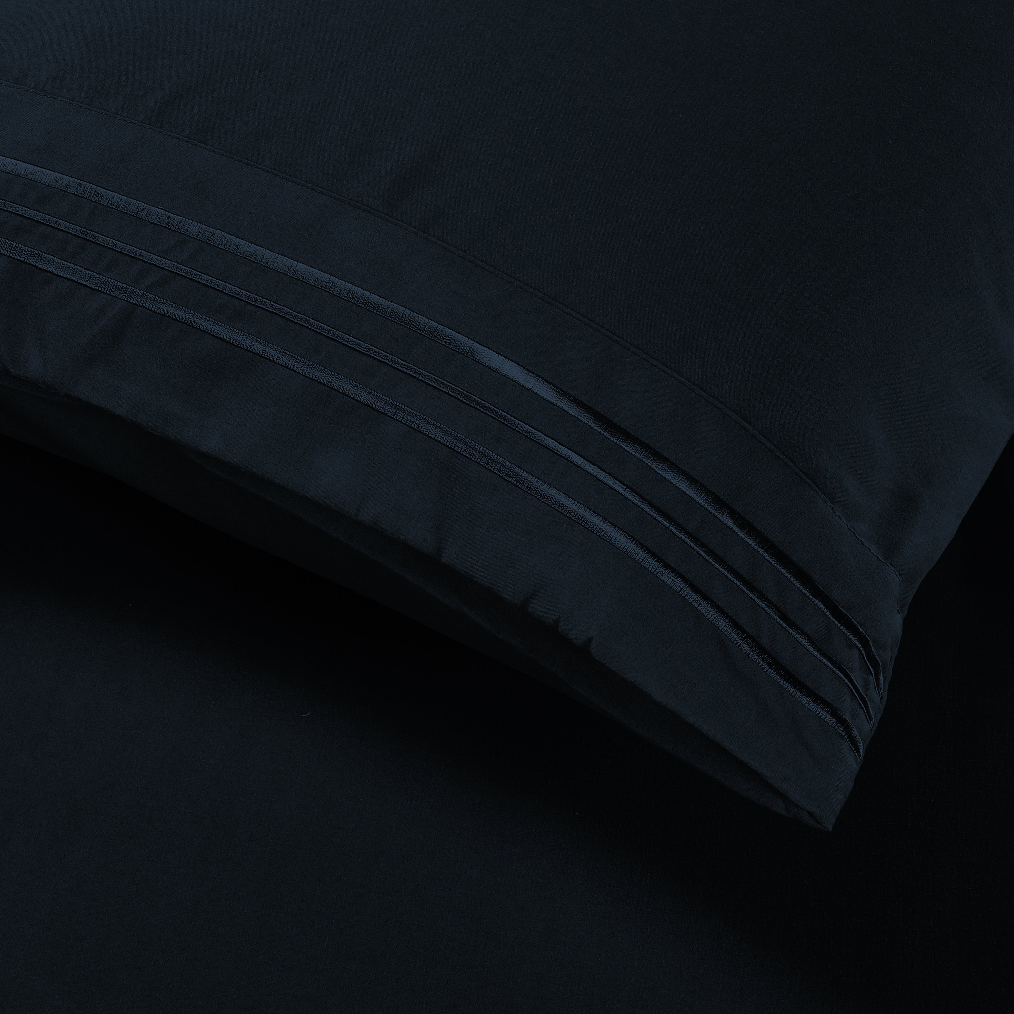 Essential 4-Piece 3-Line Embroidery Sheet Set, Soft as a Hotel Premium Quality,  Moody Shades