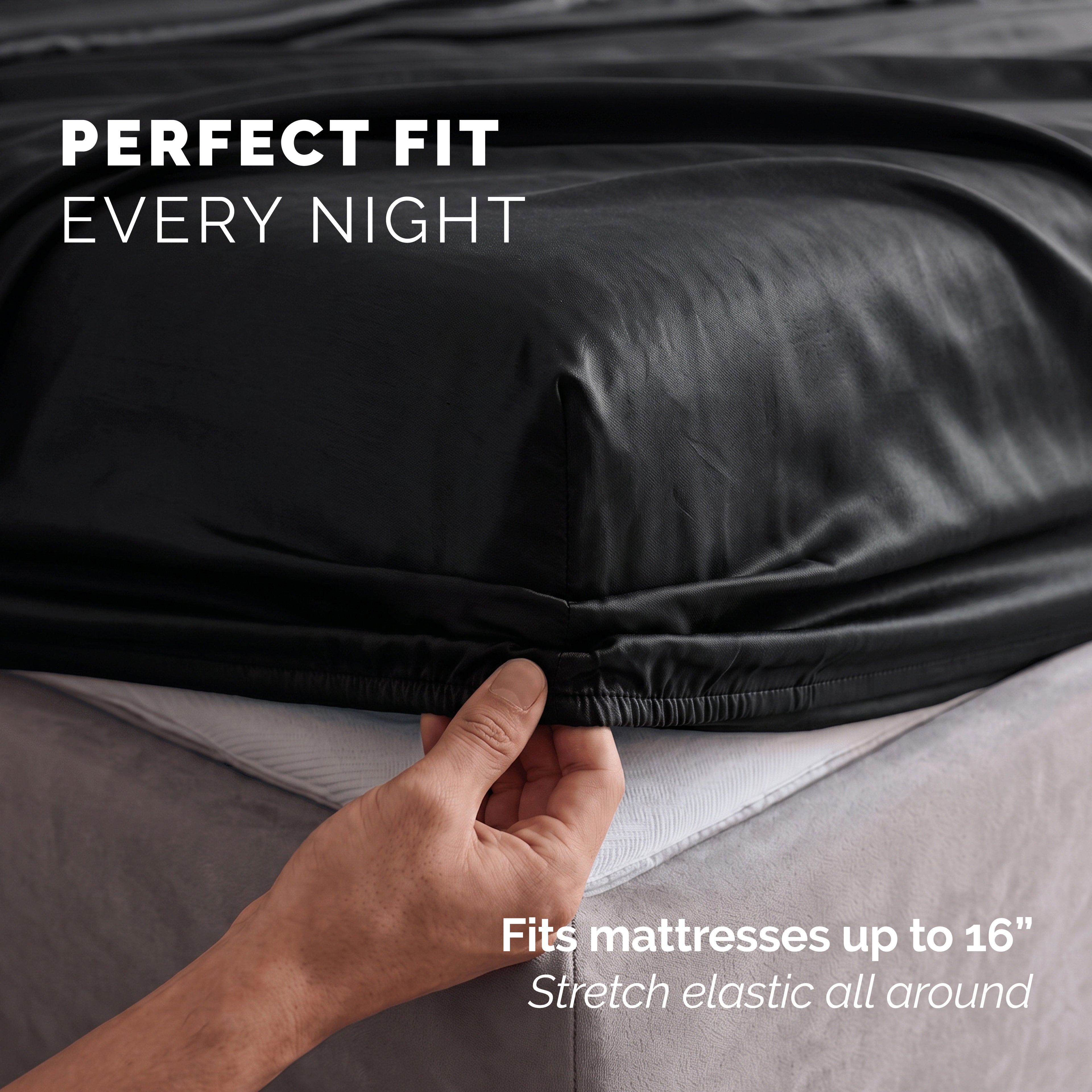 Fine 4-Piece Silky Satin Sheet Set, Moody Shades