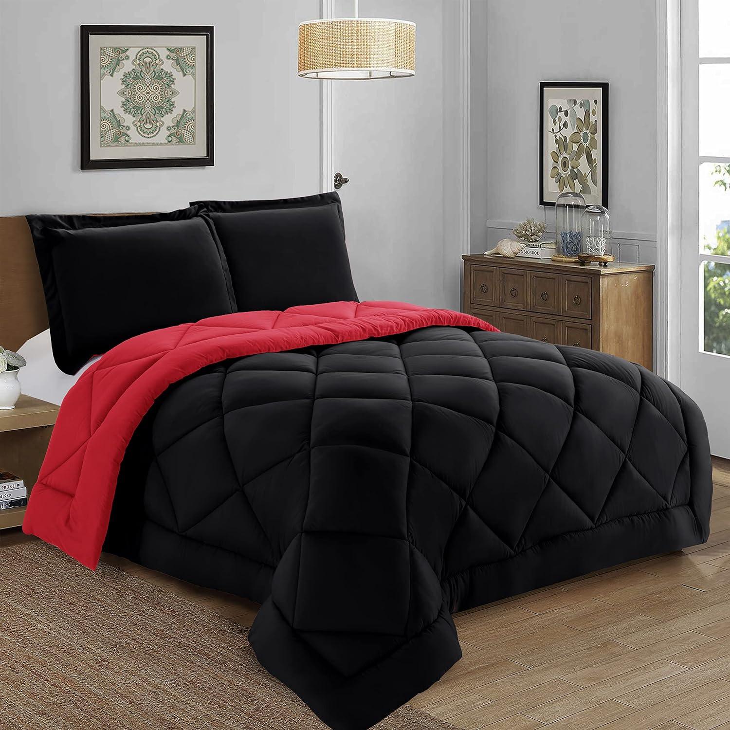 3-Piece Reversible Diamond Stitched Comforter & Shams