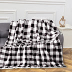 Buffalo Plaid Flannel Fleece Sherpa Throw Blanket