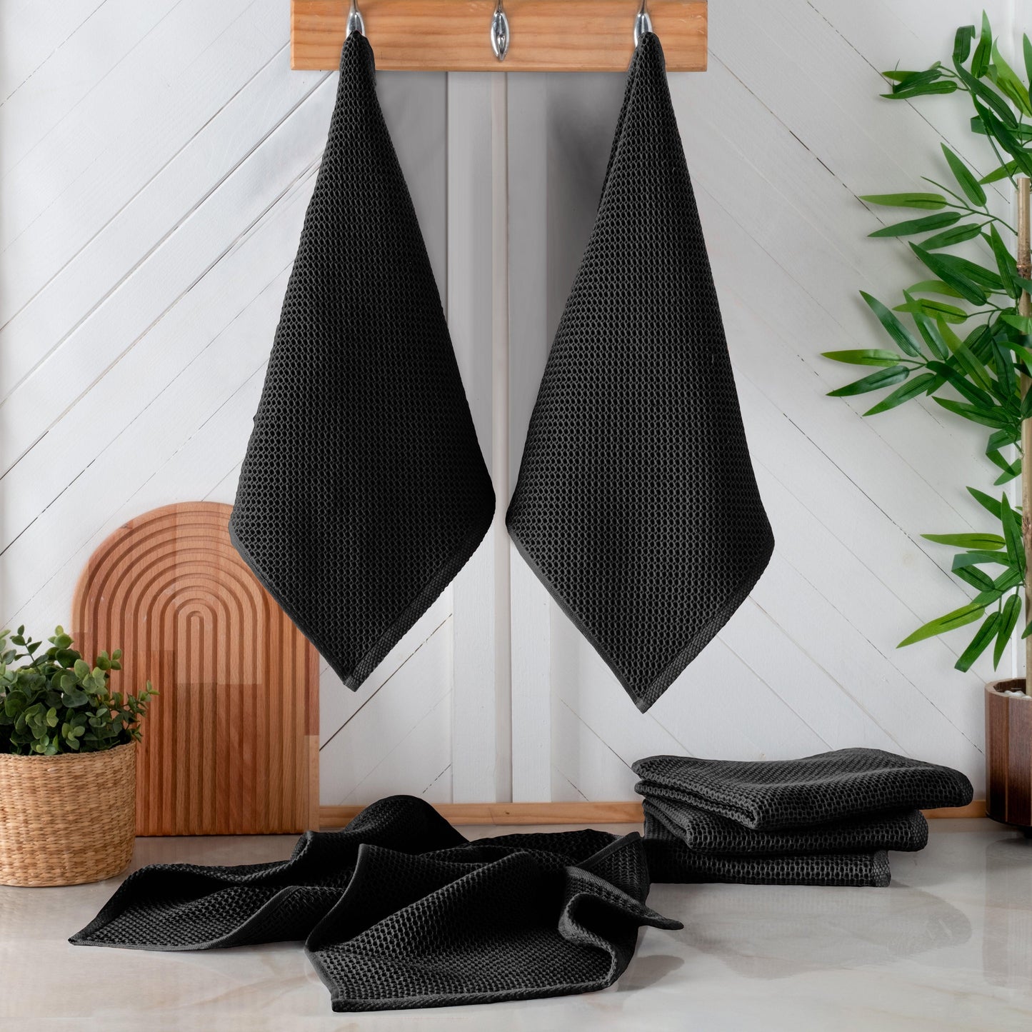 Elegant Comfort 6-Pack Turkish Cotton Waffle Wave Kitchen Towels