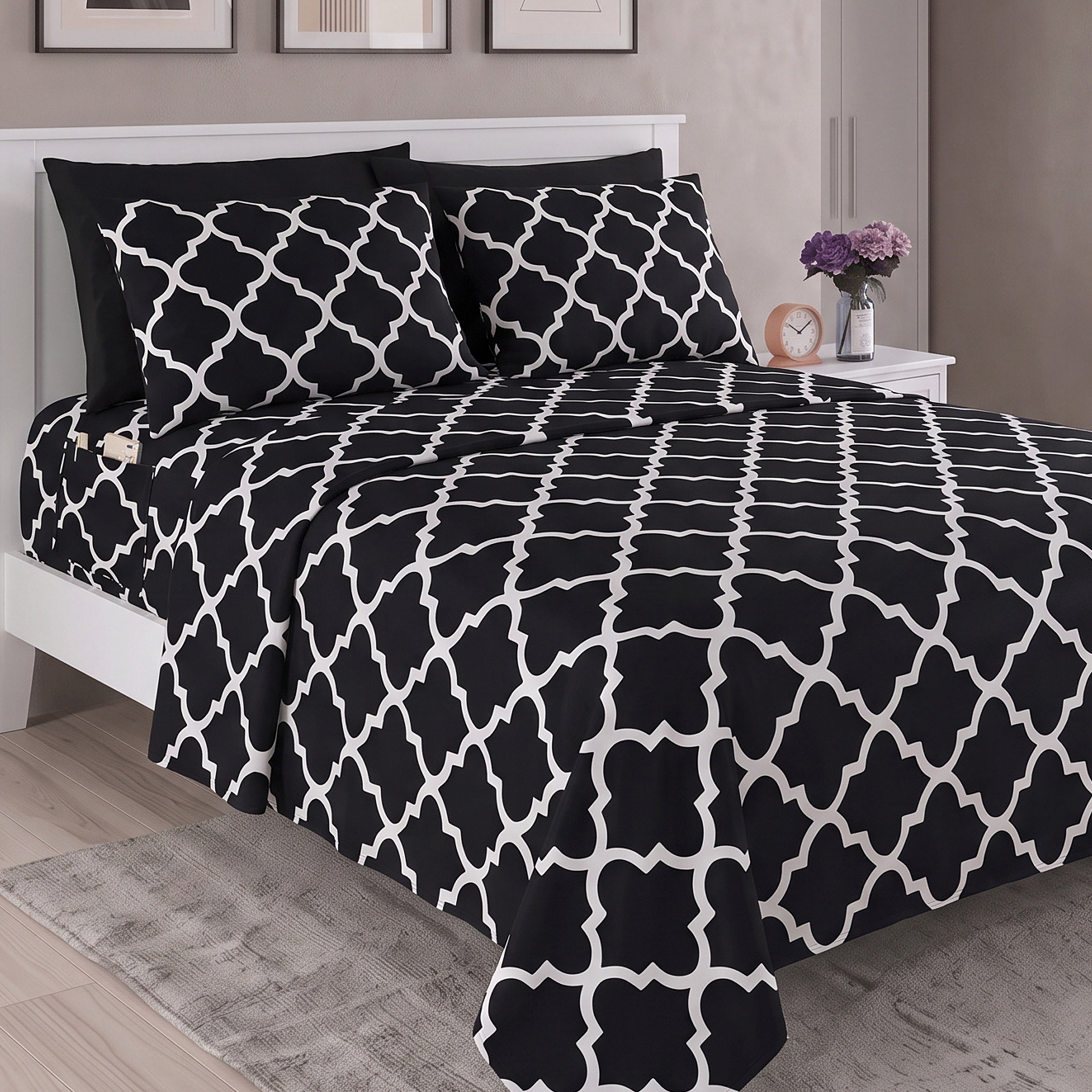 6-Piece Moroccan Trellis Printed Pattern - Soft as a Hotel Premium Quality