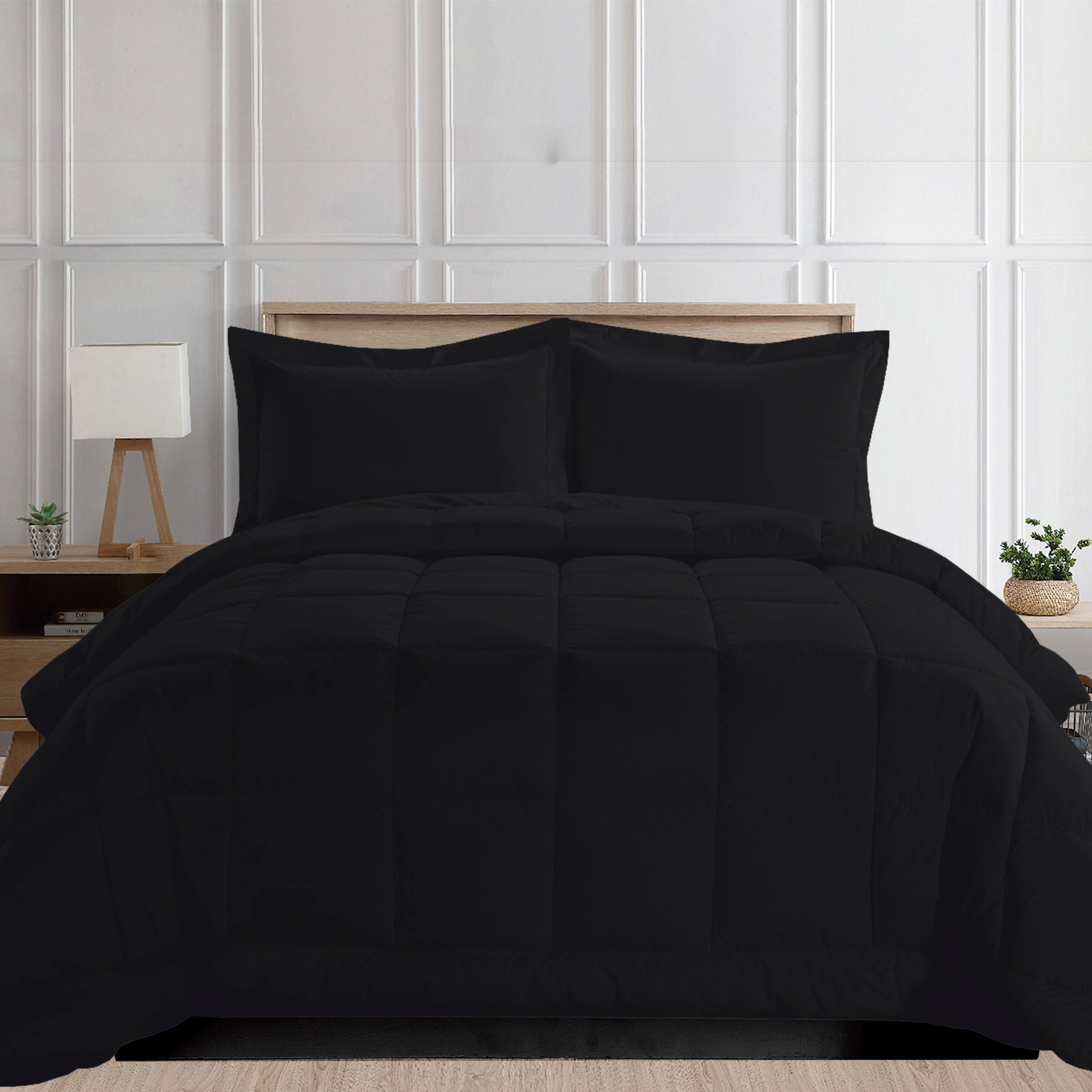 3-Piece Box Stitched Comforter & Shams - Duvet Insert with 4 Corner Tabs