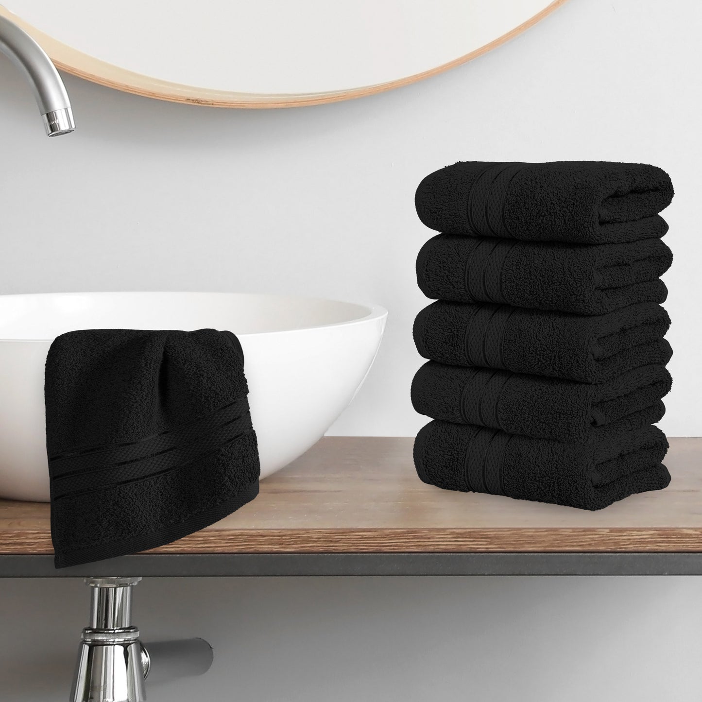 Elegant Comfort 6-Pack Premium Turkish Cotton Three Line Popcorn Washcloths Set, 13 x 13 inch