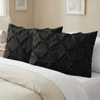 Set of 2 Pinch Pleated Pintuck Pillow Shams - Luxury and Silky Soft