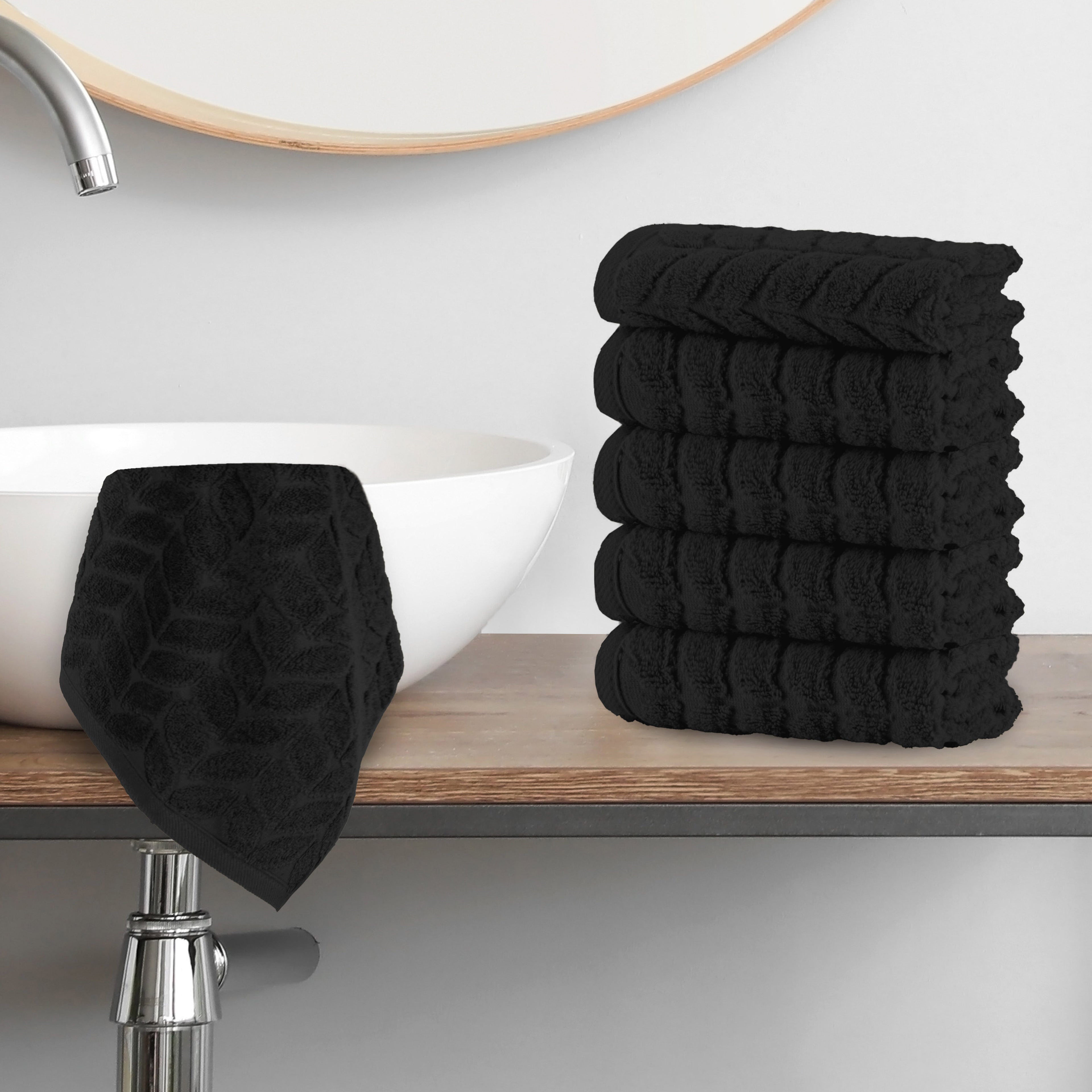6-Pack Premium Turkish Cotton Braided Washcloths Set, 13 x 13 inch
