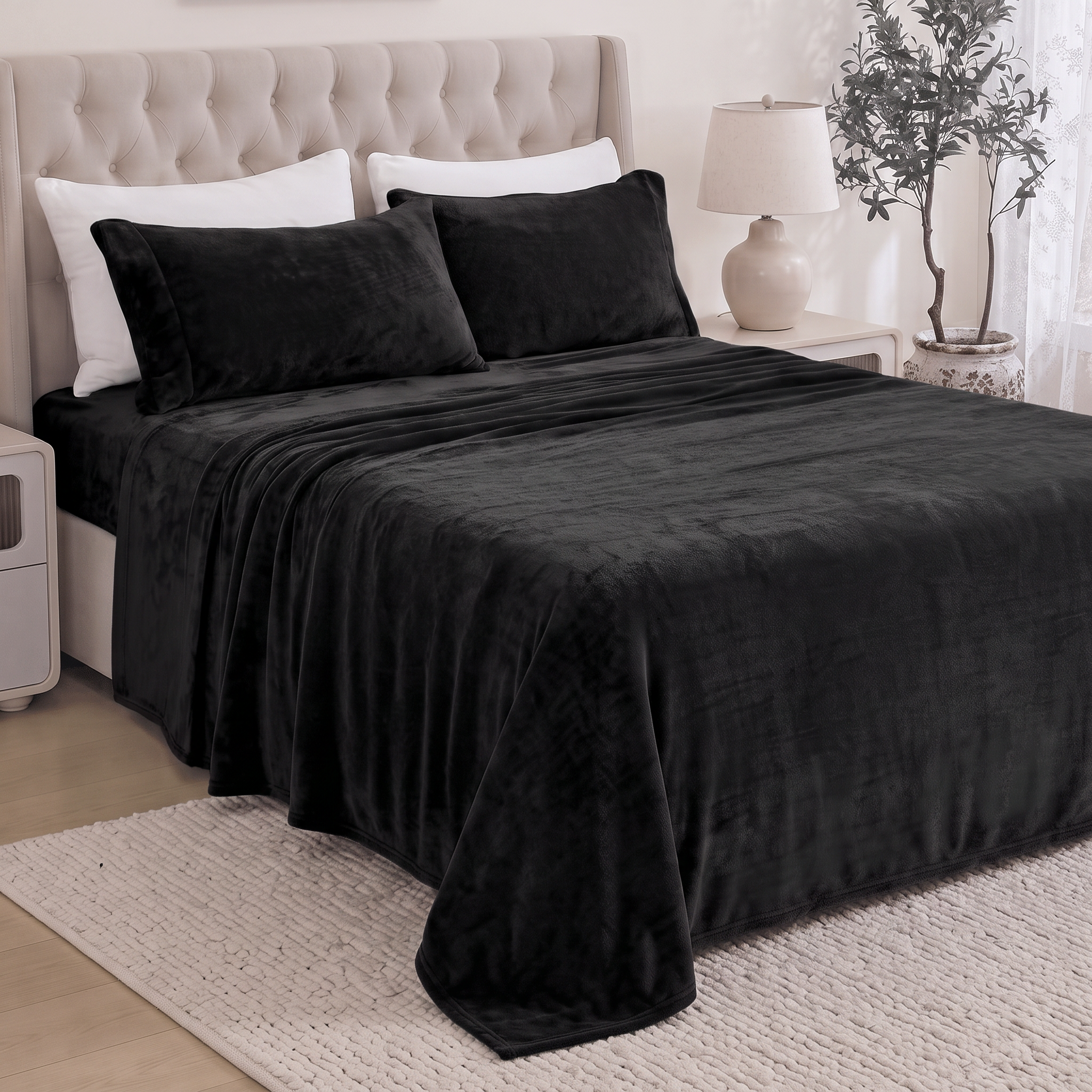 4-Piece Velvet Plush Flannel Sheet Set