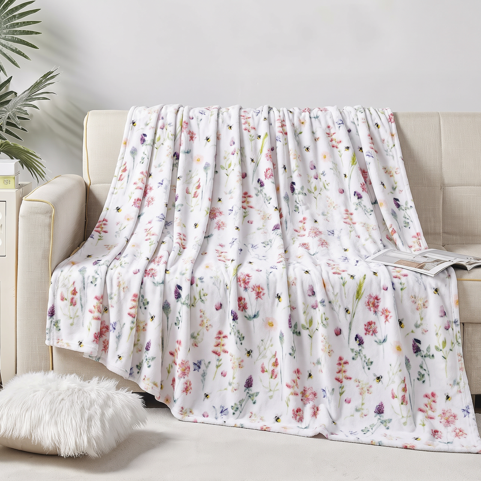 Printed Bed or Oversized Couch Blanket - Lightweight for All Season Warmth