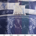 Reversible 10-Piece Marble Print Comforter Set, Includes 6-Piece Sheet Set with Double Sided Storage Pockets