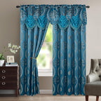 Set of 2 Aurora Curtain Panels- Attached Valance - Rod Pocket- 54" W x 84" L