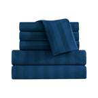 6-Piece Dobby Stripe Printed Bed Sheet Set- Soft as a Hotel Premium Quality