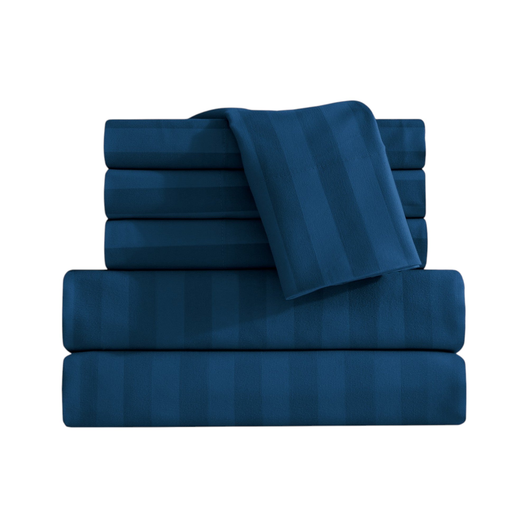 6-Piece Dobby Stripe Printed Bed Sheet Set- Soft as a Hotel Premium Quality