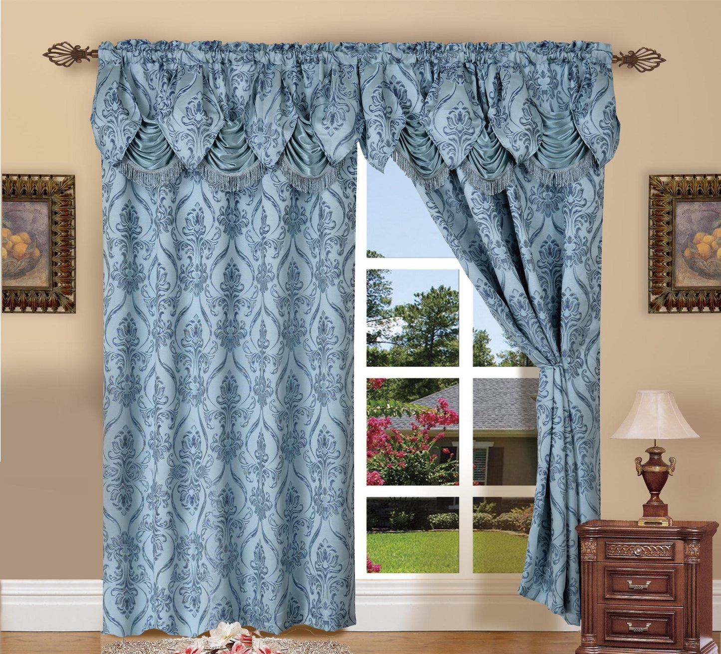 Elegant Comfort Set of 2 Penelope Jacquard Look Curtain Panels - 54" W x 84" L