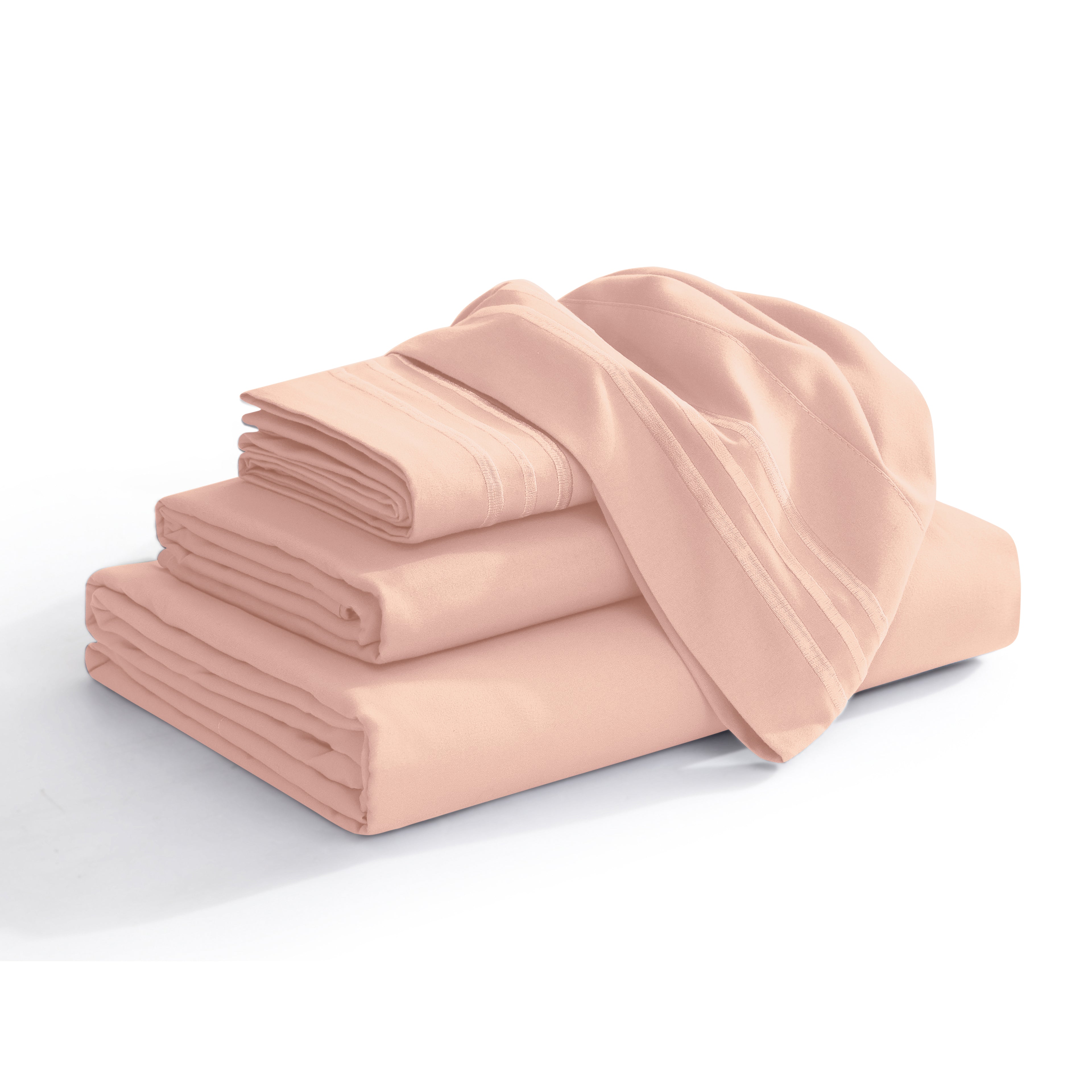 Extra deep 18-24 Inch Pocket 3 Line Embroidery, 4-Piece Sheet Set, Bright Shades