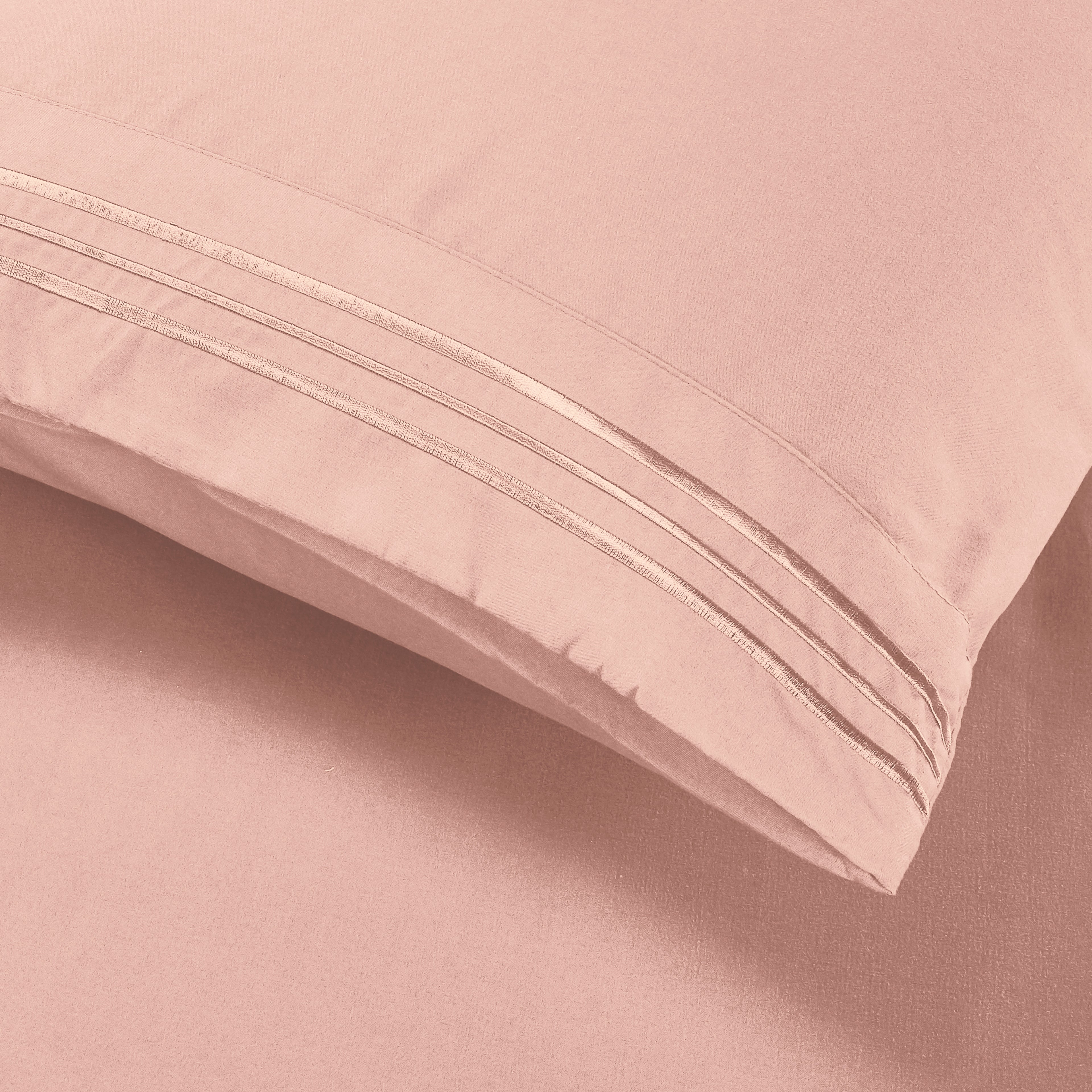 Essential Solid 3 Line Embroidery - Soft as a Hotel Premium Quality, 4-Piece Sheet Set, Bright Shades