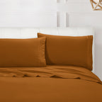 Essential 4-Piece 3-Line Embroidery Sheet Set, Soft as a Hotel Premium Quality,  Moody Shades