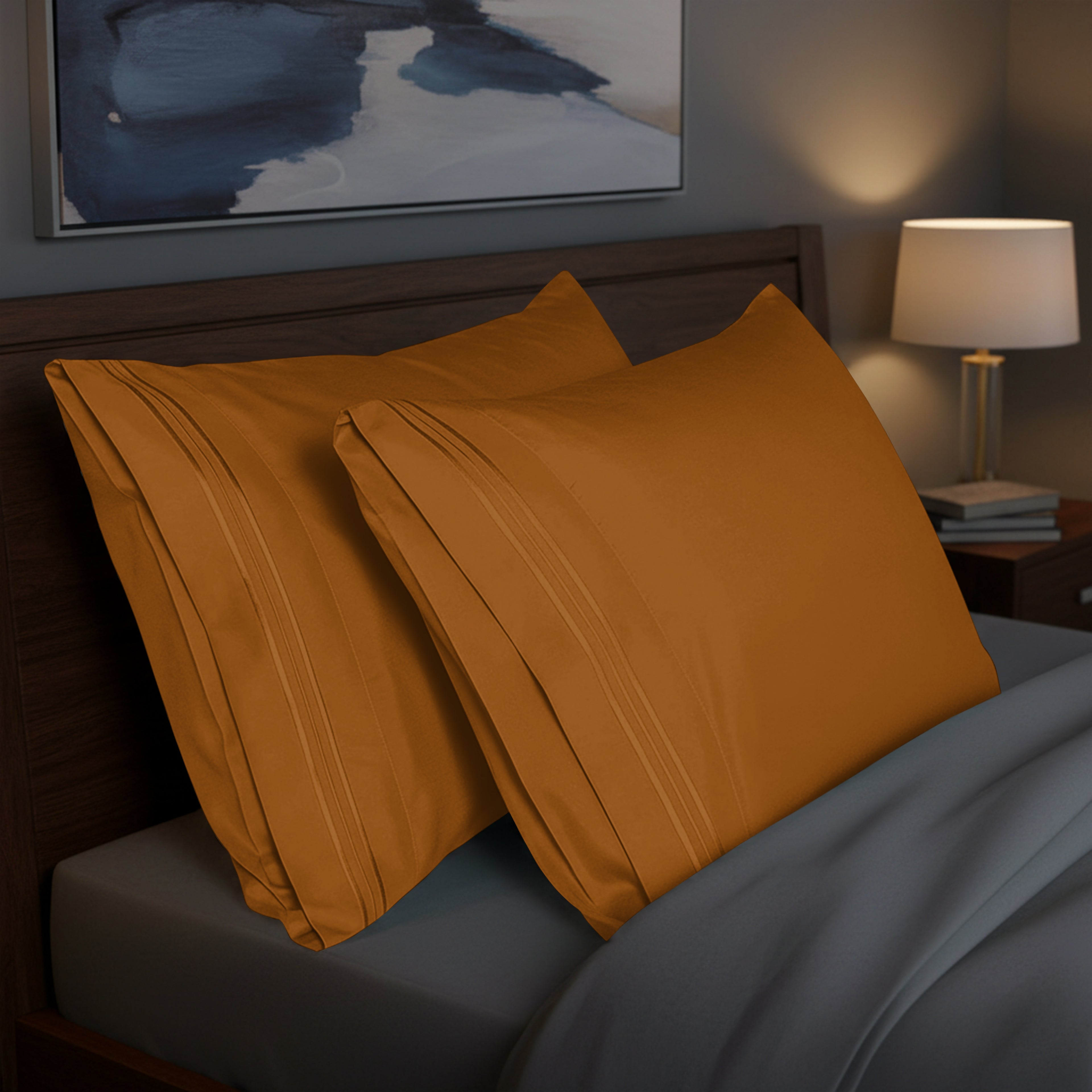 Set of 2 Pillowcases- 3 Line Embroidery