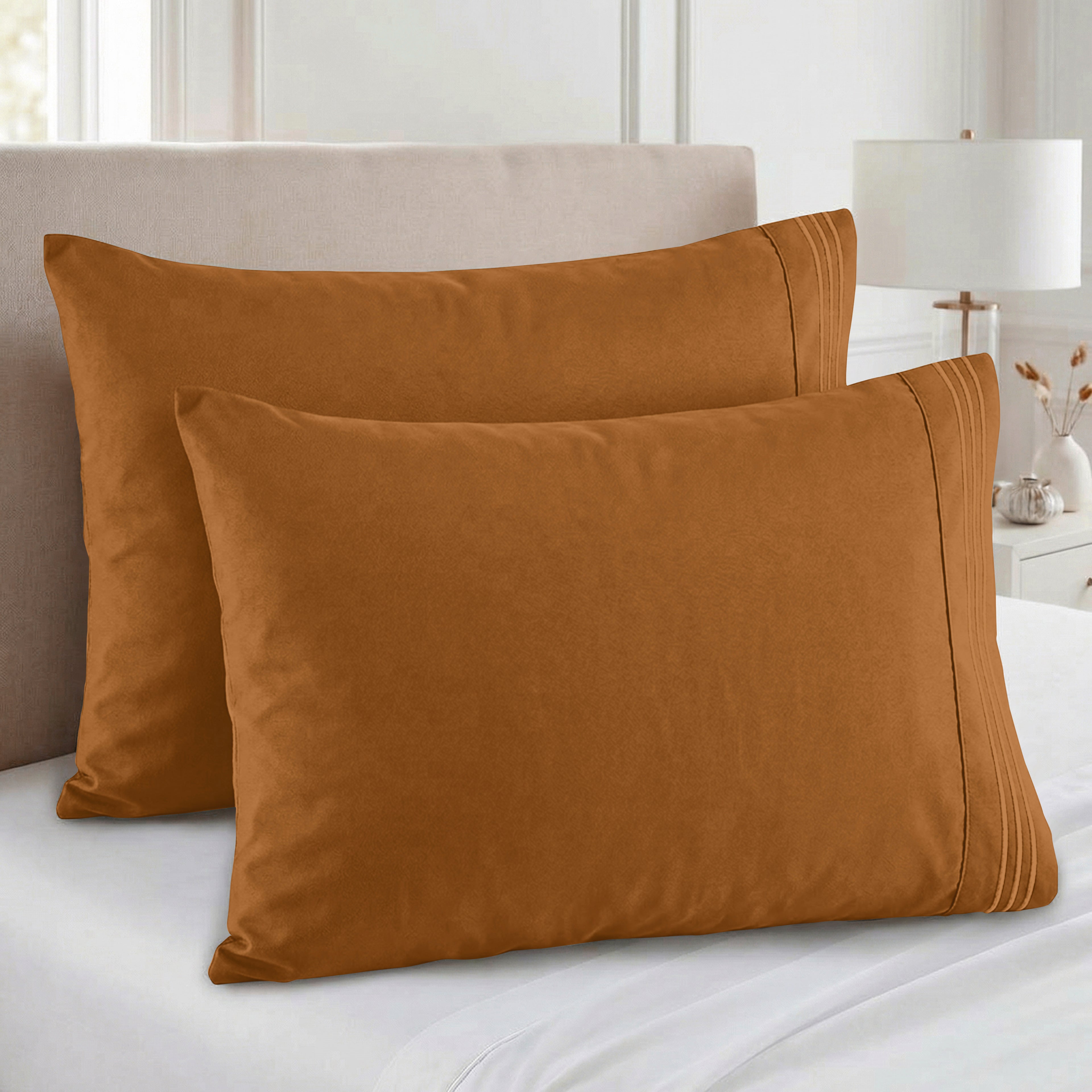 Set of 2 Pillowcases- 3 Line Embroidery