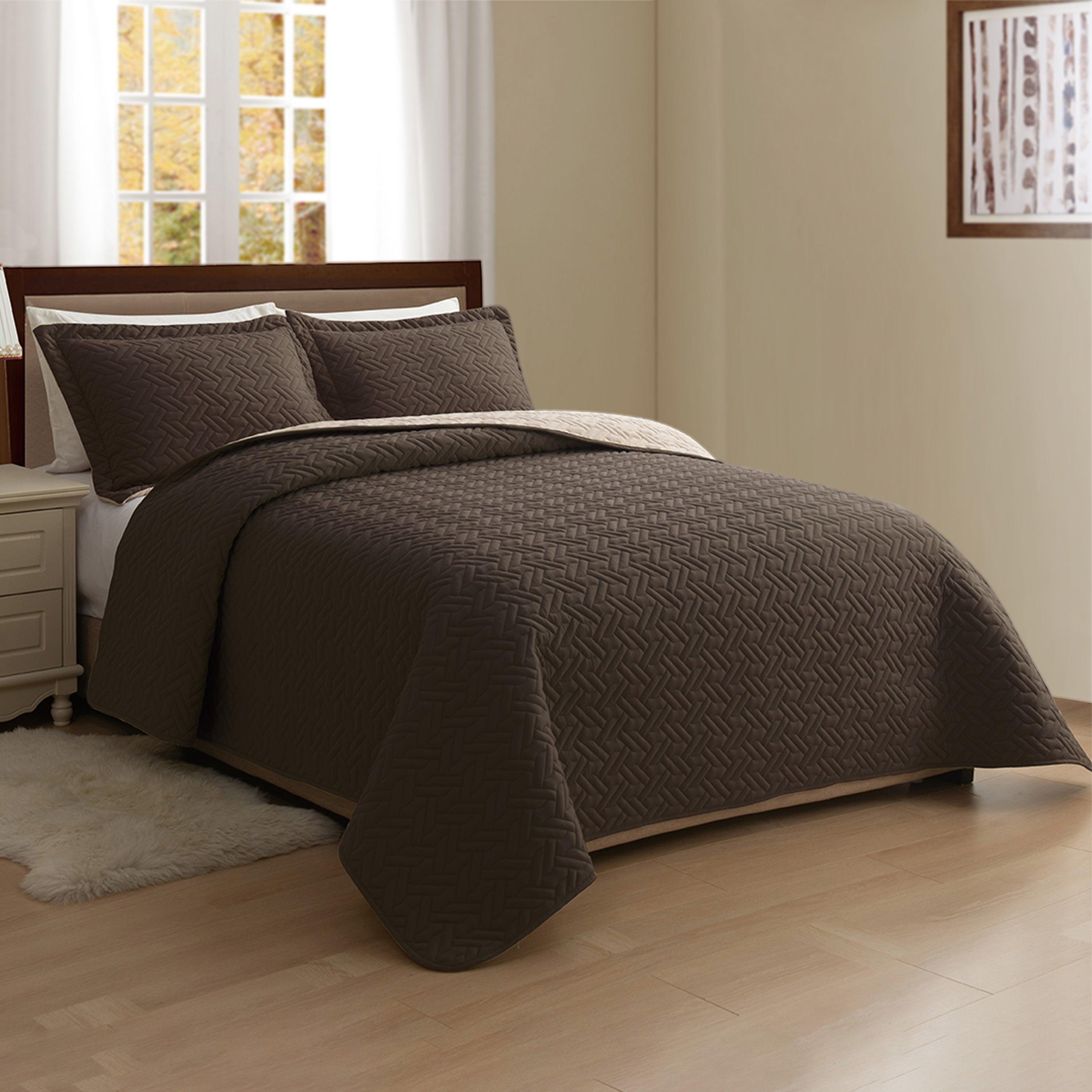 3-Piece Majestic Quilted Reversible Bedspread Coverlet Set
