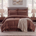 8-Piece Bamboo Floral Pattern Comforter Set- Includes 4-Piece Sheet Set with Double Sided Storage Pockets