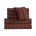 6-Piece Dobby Stripe Printed Bed Sheet Set- Soft as a Hotel Premium Quality
