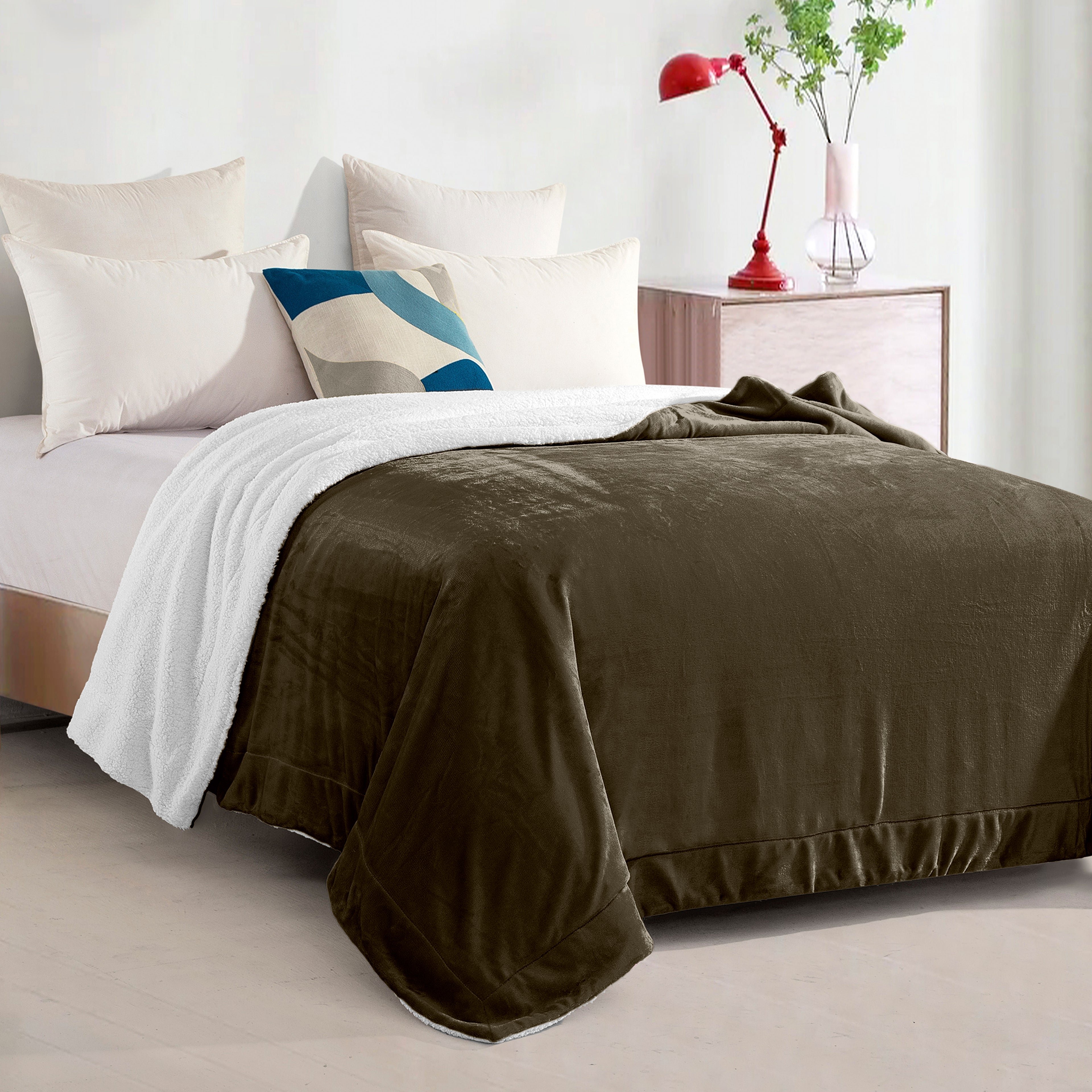 Reversible Sherpa Throw Blanket - Sherpa Back Throw Blanket