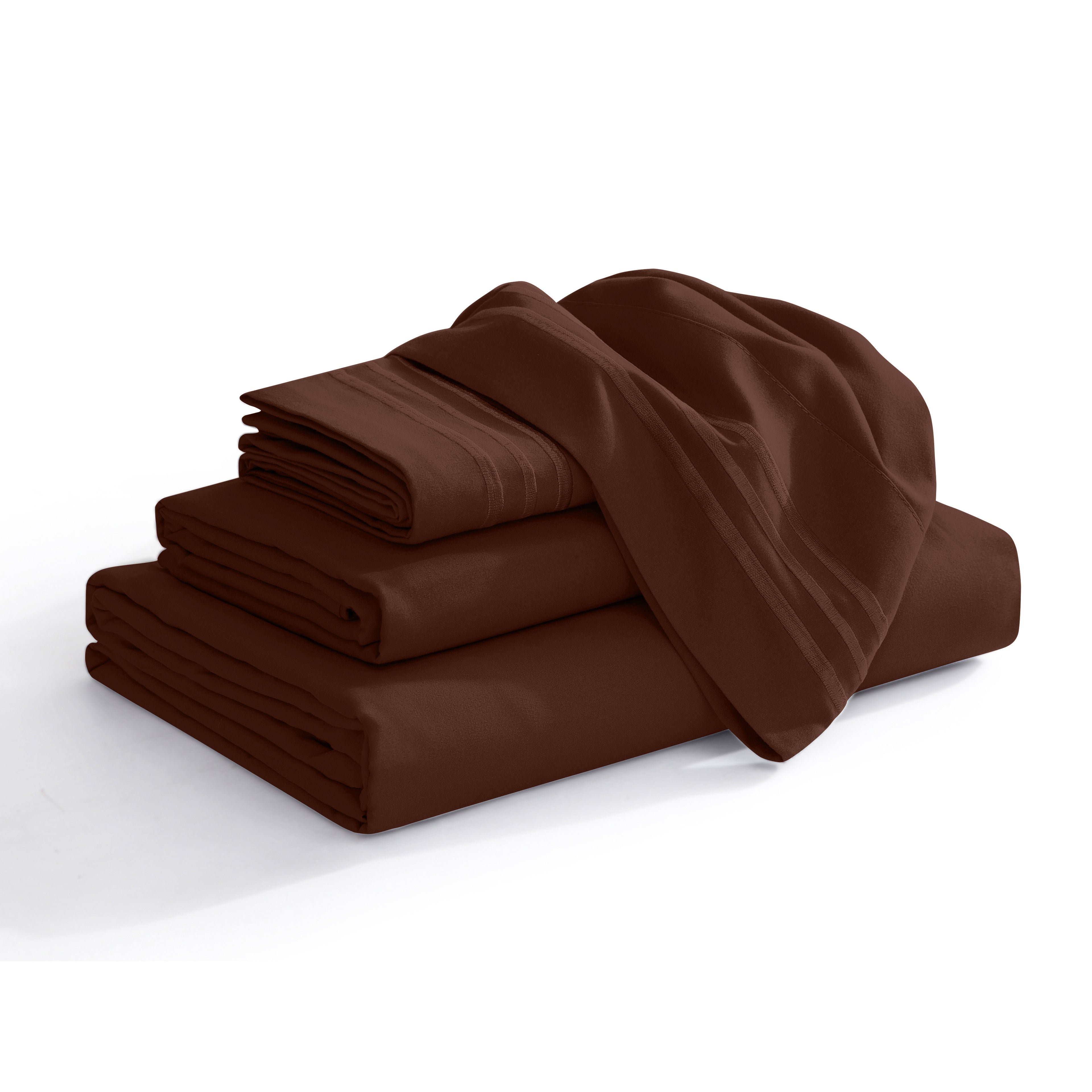 Extra deep 18-24 Inch Pocket 3 Line Embroidery, 4-Piece Sheet Set, Moody Shades