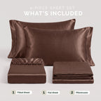 Fine 4-Piece Silky Satin Sheet Set, Moody Shades