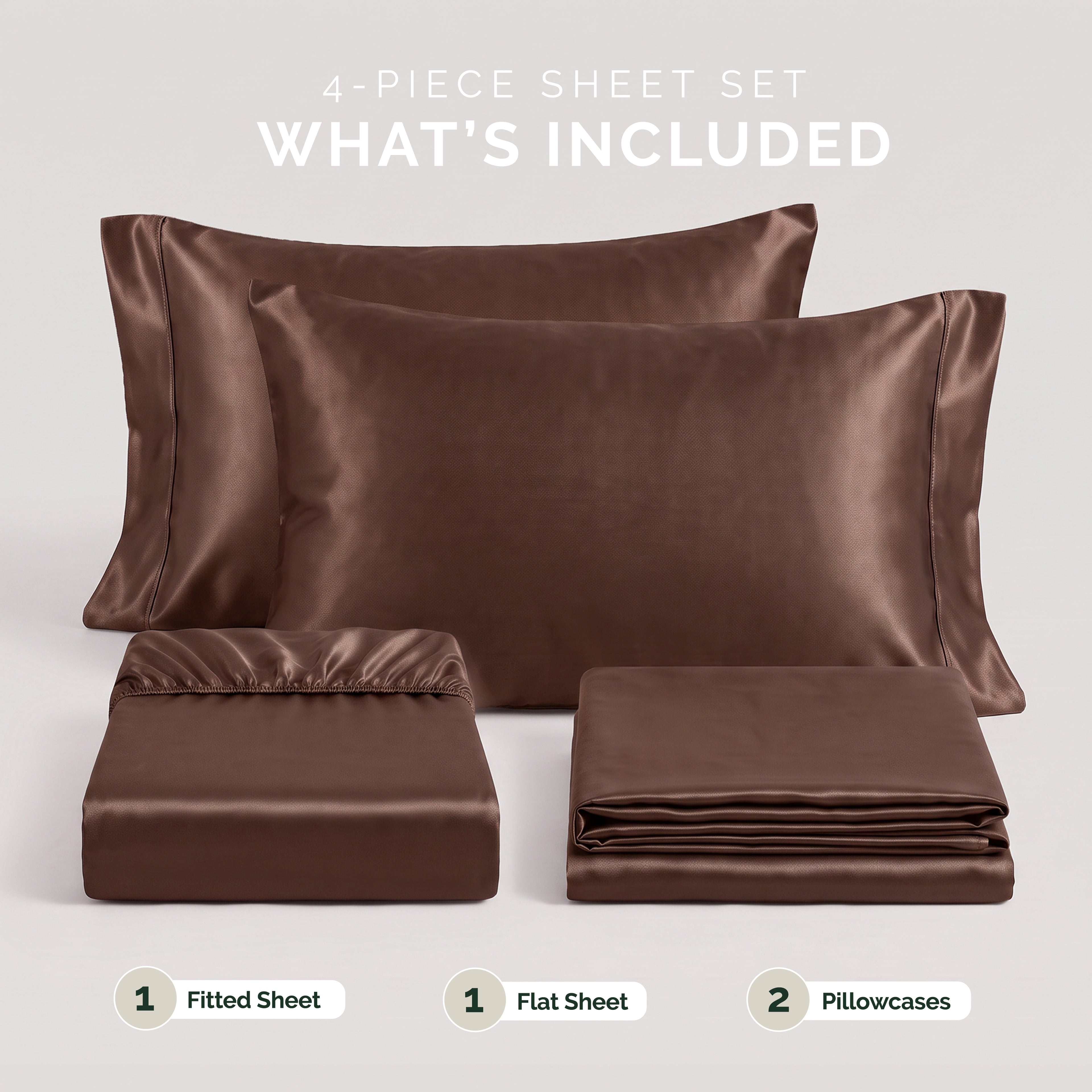 Fine 4-Piece Silky Satin Sheet Set, Moody Shades