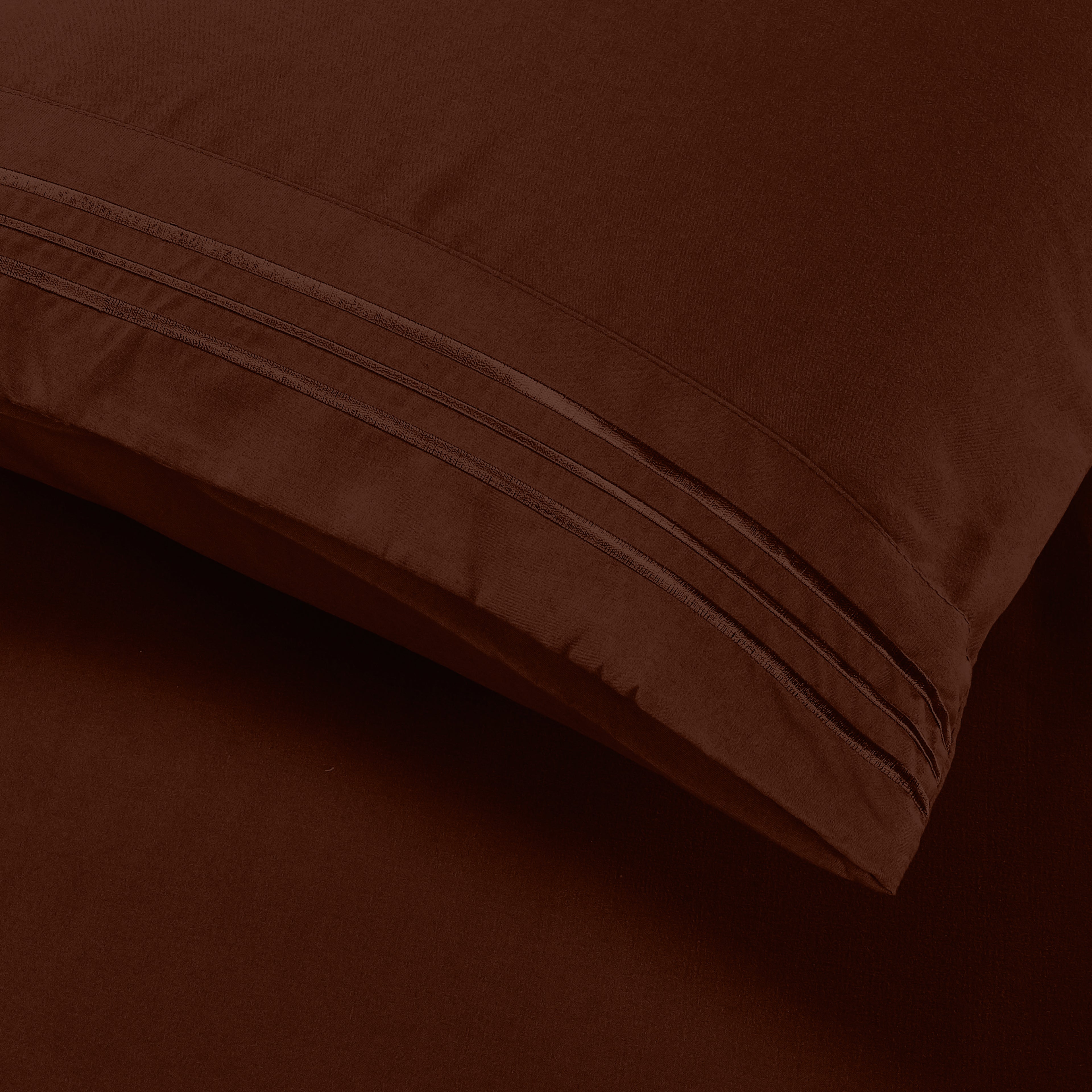 Essential 4-Piece 3-Line Embroidery Sheet Set, Soft as a Hotel Premium Quality,  Moody Shades