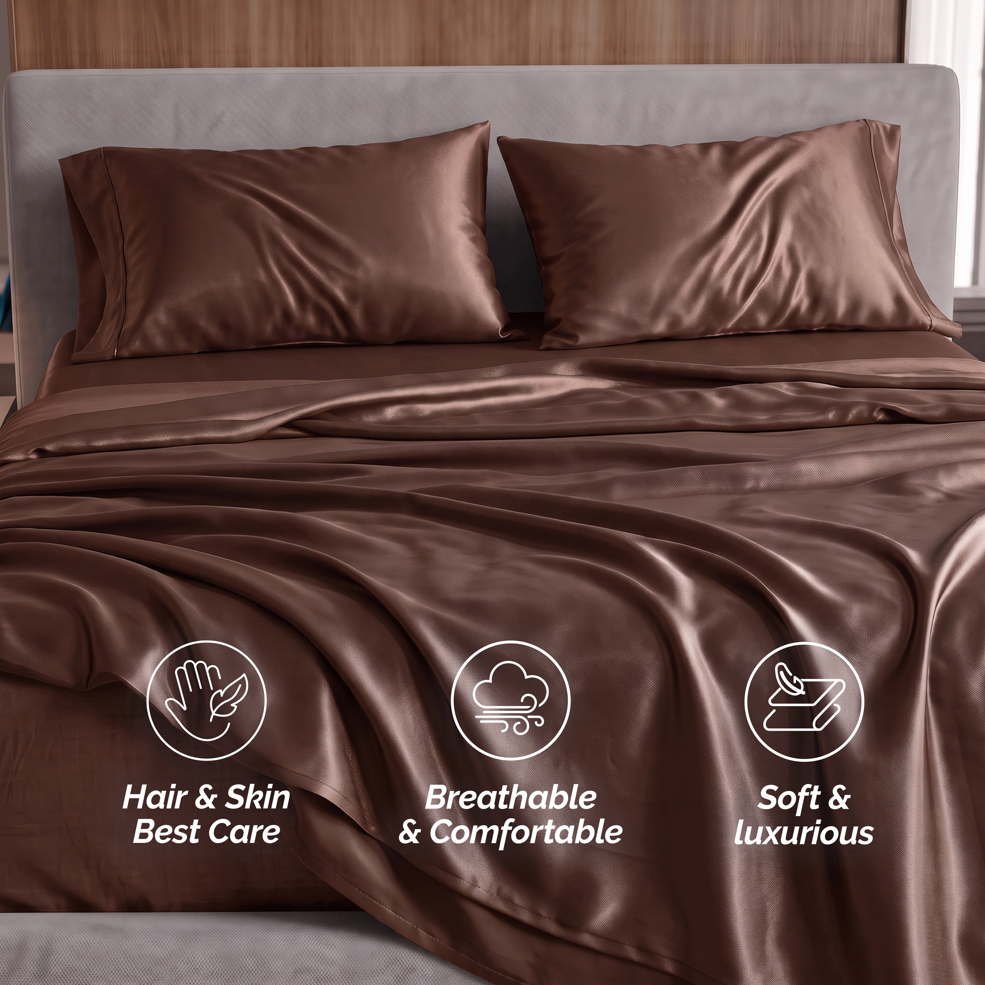Fine 4-Piece Silky Satin Sheet Set, Moody Shades
