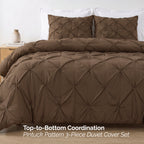 Pinch Pleated Pintuck Pattern, 3-Piece Duvet Cover Set - Features Corner Ties