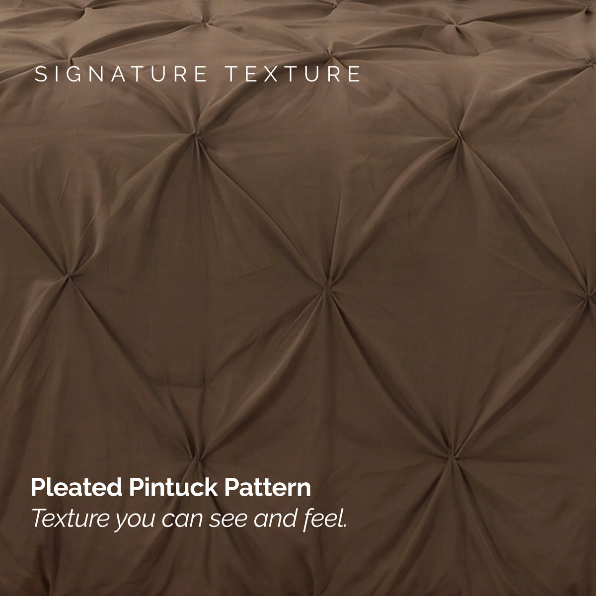 Pinch Pleated Pintuck Pattern, 3-Piece Duvet Cover Set - Features Corner Ties