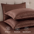 8-Piece Bamboo Floral Pattern Comforter Set- Includes 4-Piece Sheet Set with Double Sided Storage Pockets