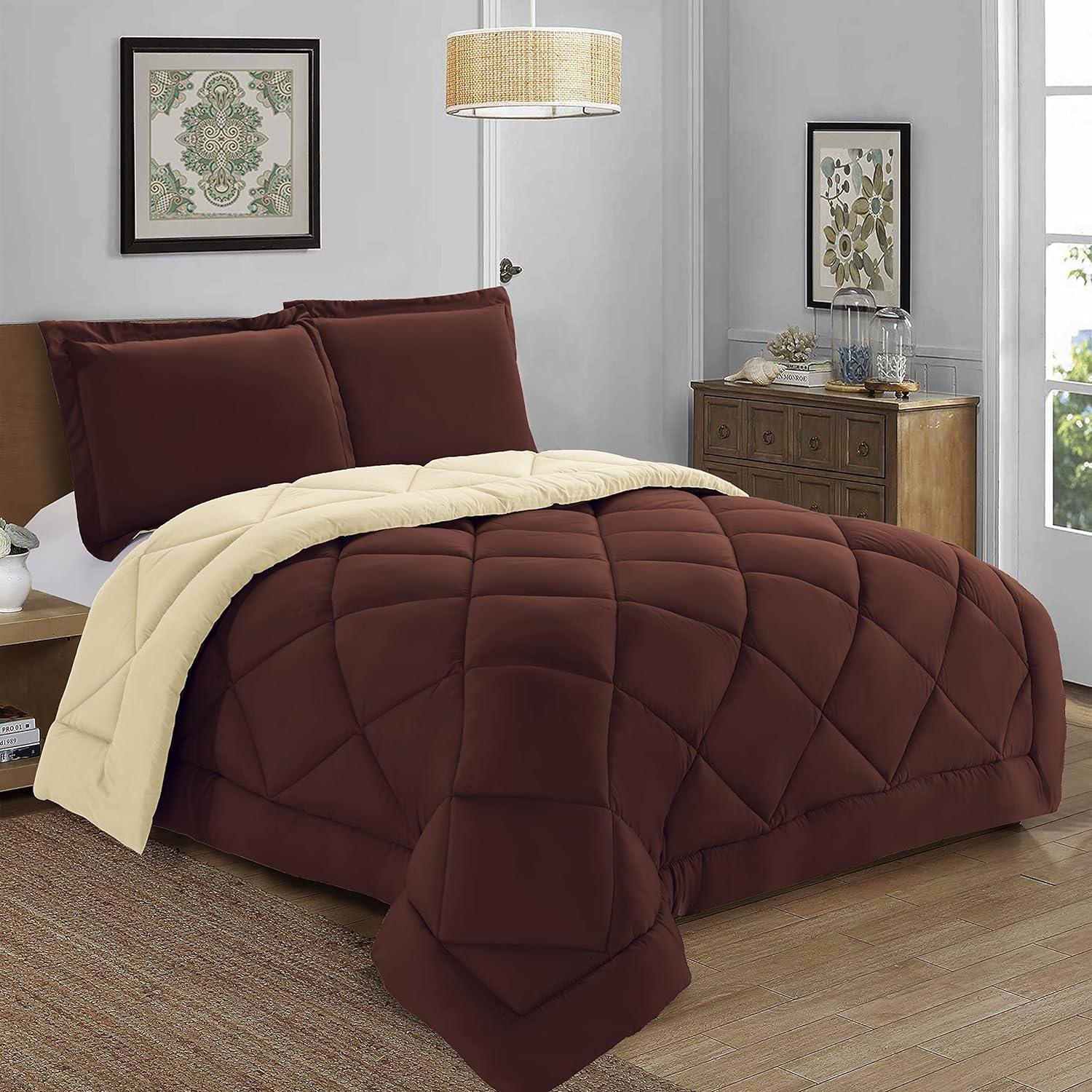3-Piece Reversible Diamond Stitched Comforter & Shams