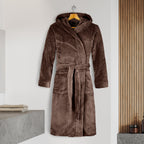 Men Hooded Velvet Fleece Long Bathrobe