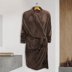 Men Shawl Collar Velvet Fleece Long Bathrobe