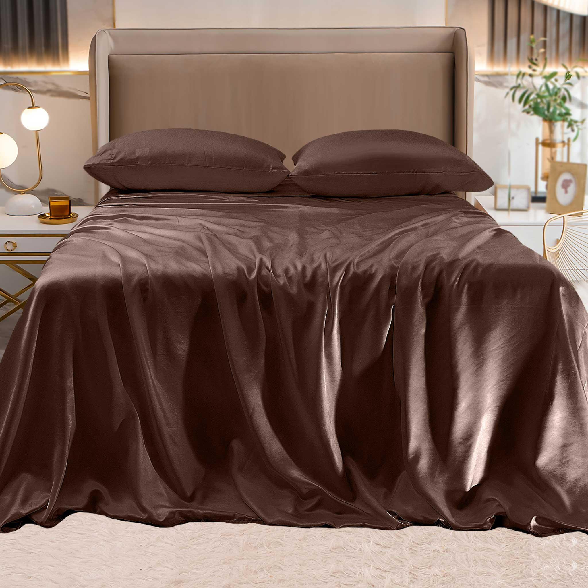 Fine 4-Piece Silky Satin Sheet Set, Moody Shades