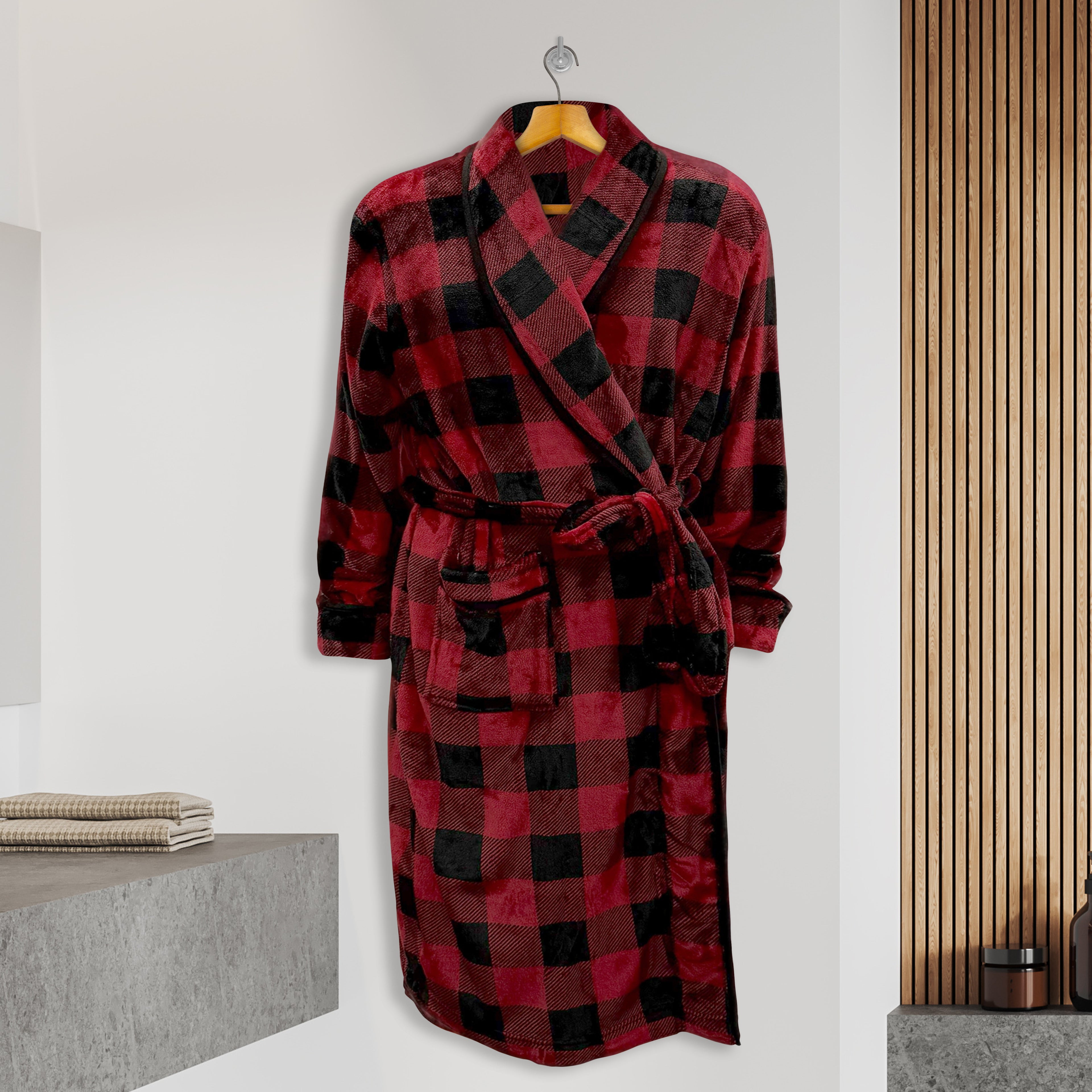 Men Shawl Collar Velvet Fleece Long Bathrobe