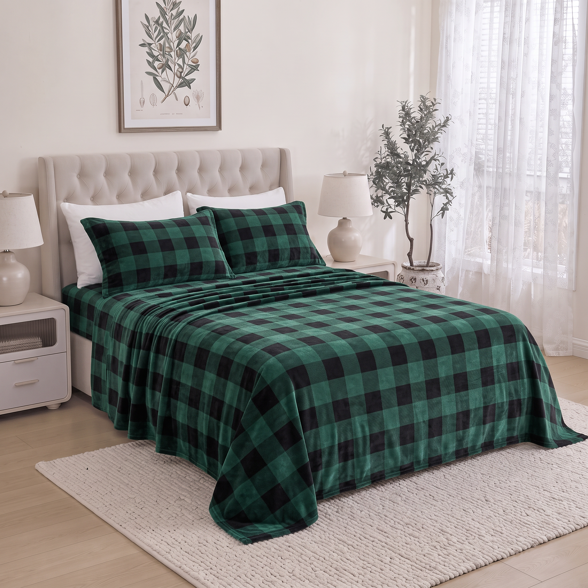 4-Piece Velvet Plush Flannel Sheet Set