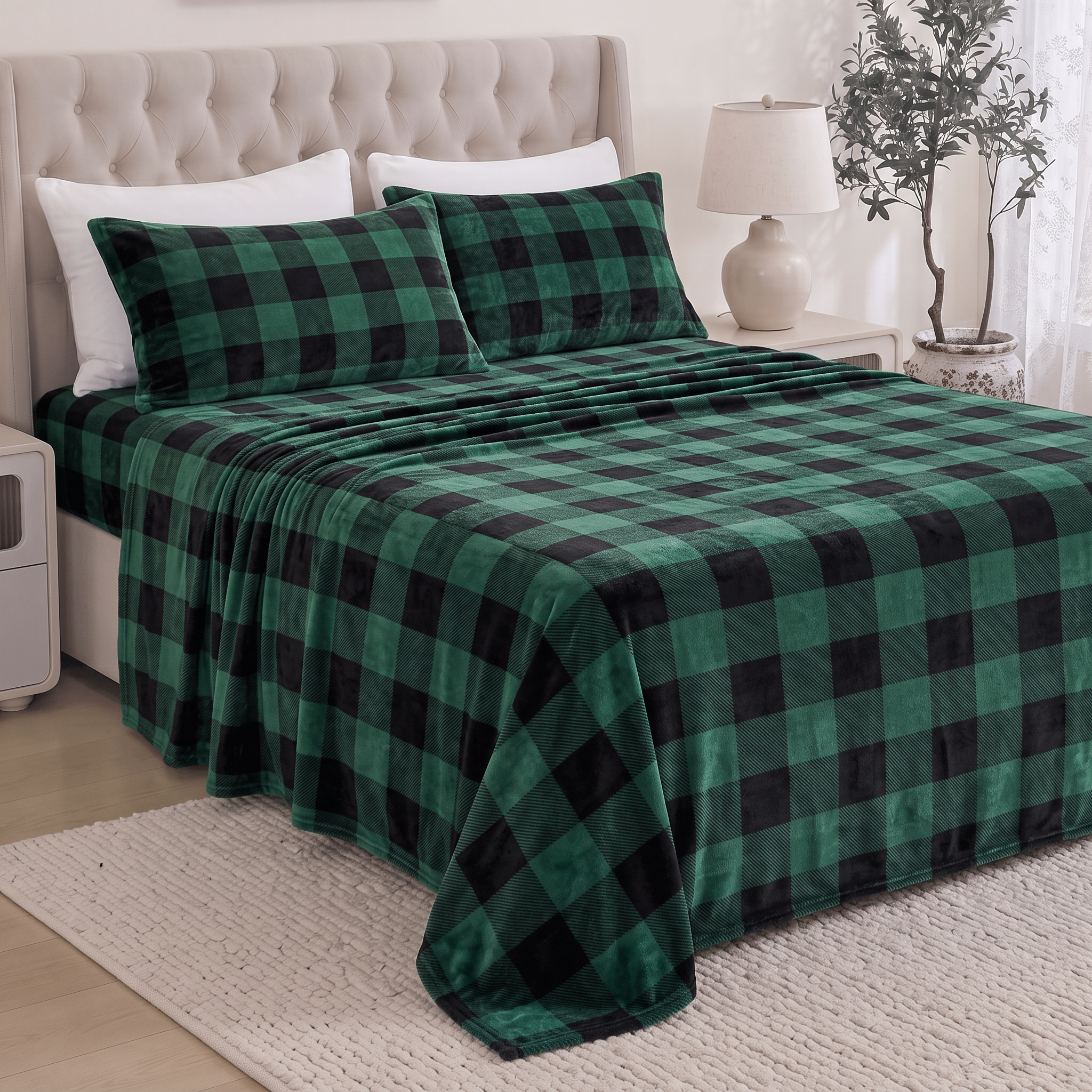 4-Piece Velvet Plush Flannel Sheet Set