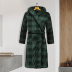 Men Hooded Velvet Fleece Long Bathrobe