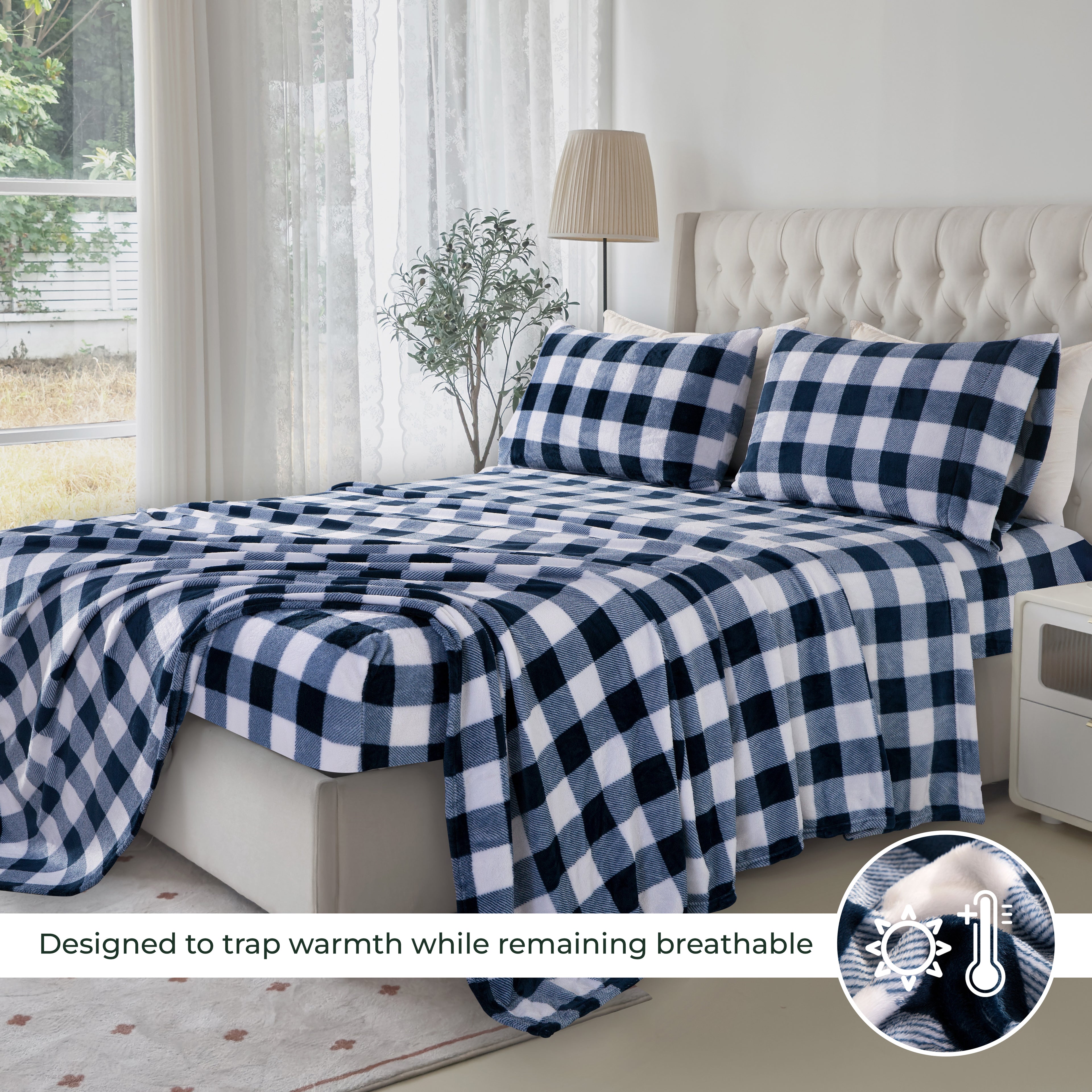 4-Piece Velvet Plush Flannel Sheet Set