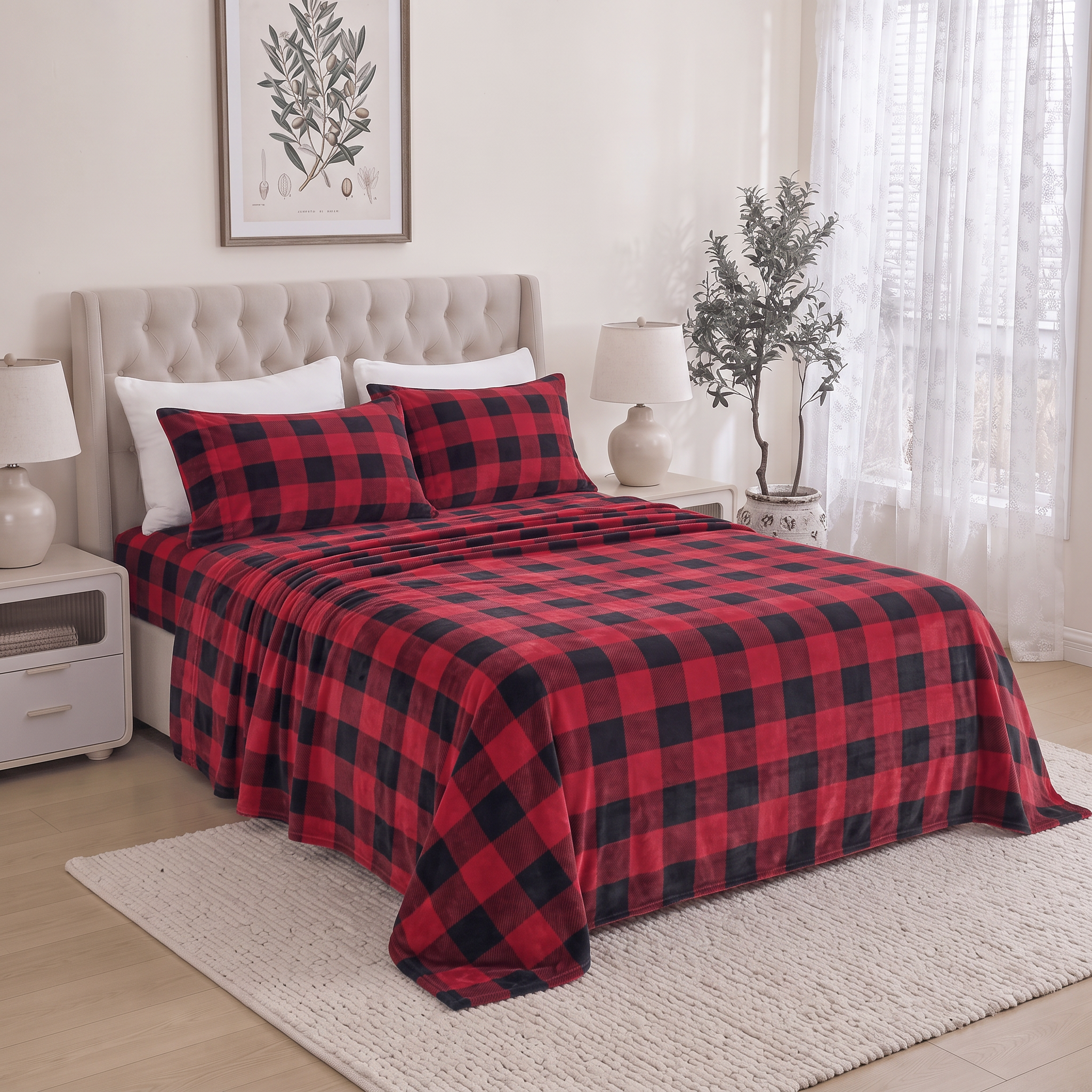 4-Piece Velvet Plush Flannel Sheet Set